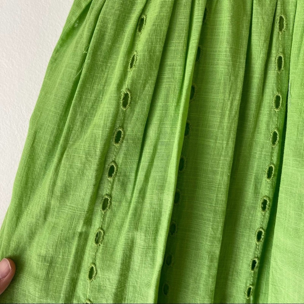 ZARA Lime Green Eyelet Cutwork Embroidery Maxi Dress - Picture 5 of 11